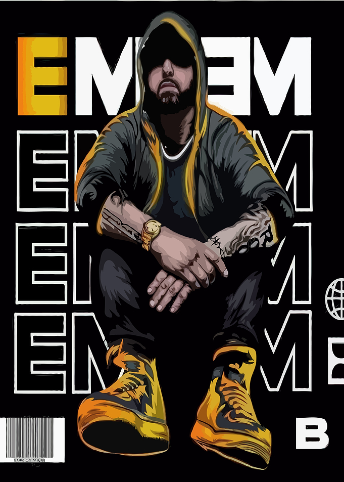 Eminem Illustration with Yellow Accents
