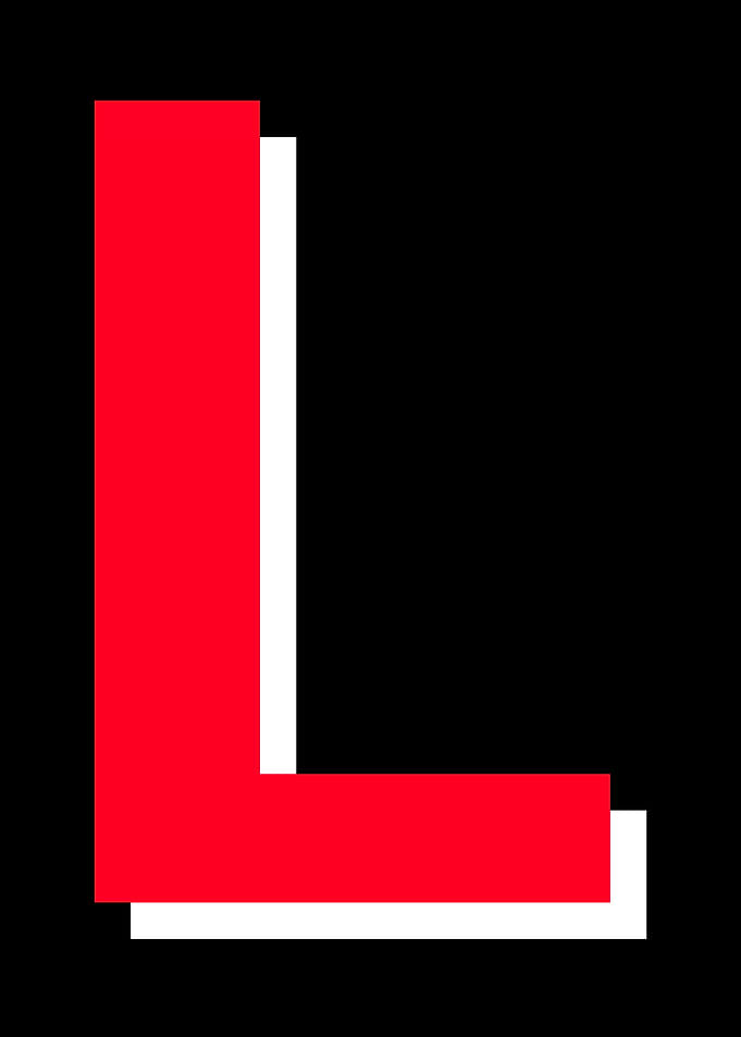 Red and White Letter L