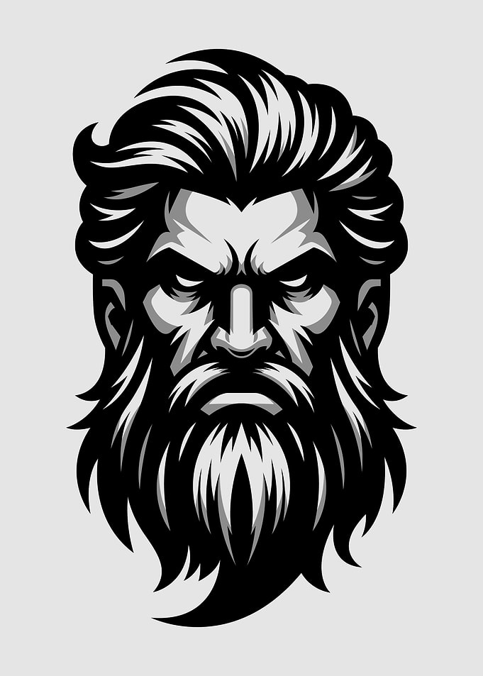 Bearded Man Portrait - Black and White