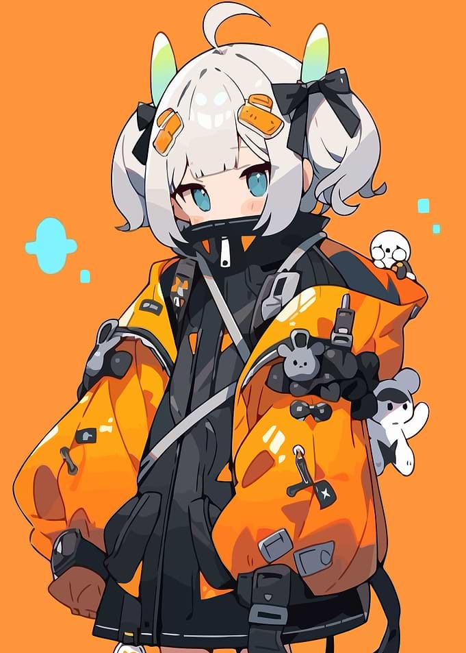 Anime Girl in Orange Jacket