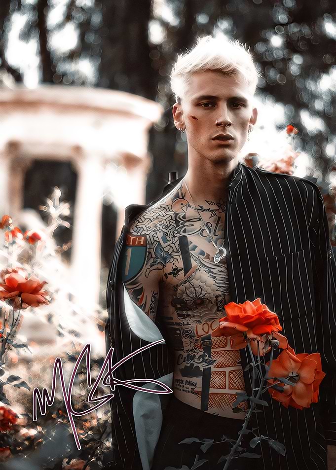 Machine Gun Kelly Portrait with Roses