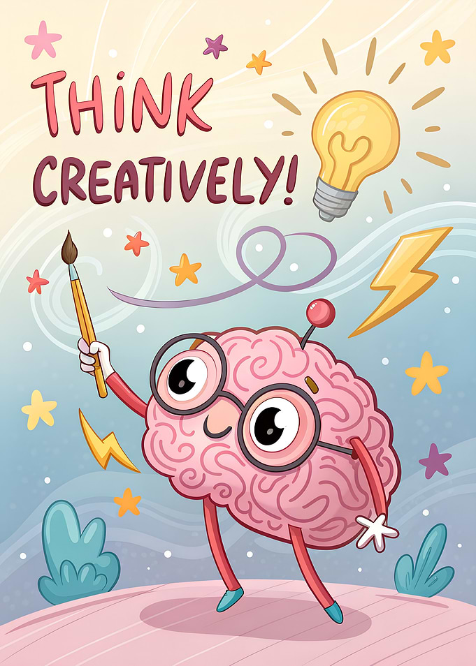 Think Creatively Cartoon Brain