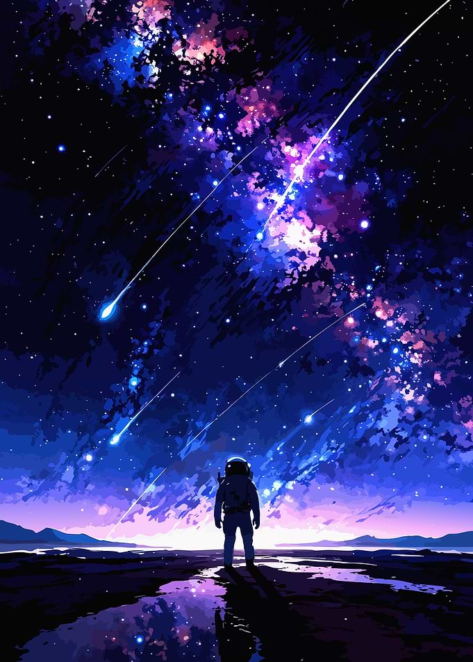 Astronaut Stargazing Under a Cosmic Sky
