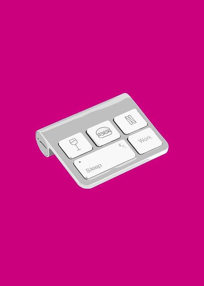 Minimalist Keyboard with Lifestyle Icons