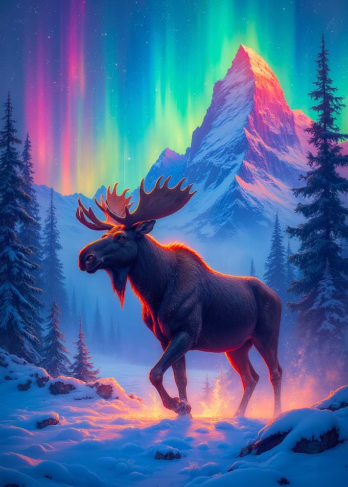 Moose in Winter Wonderland