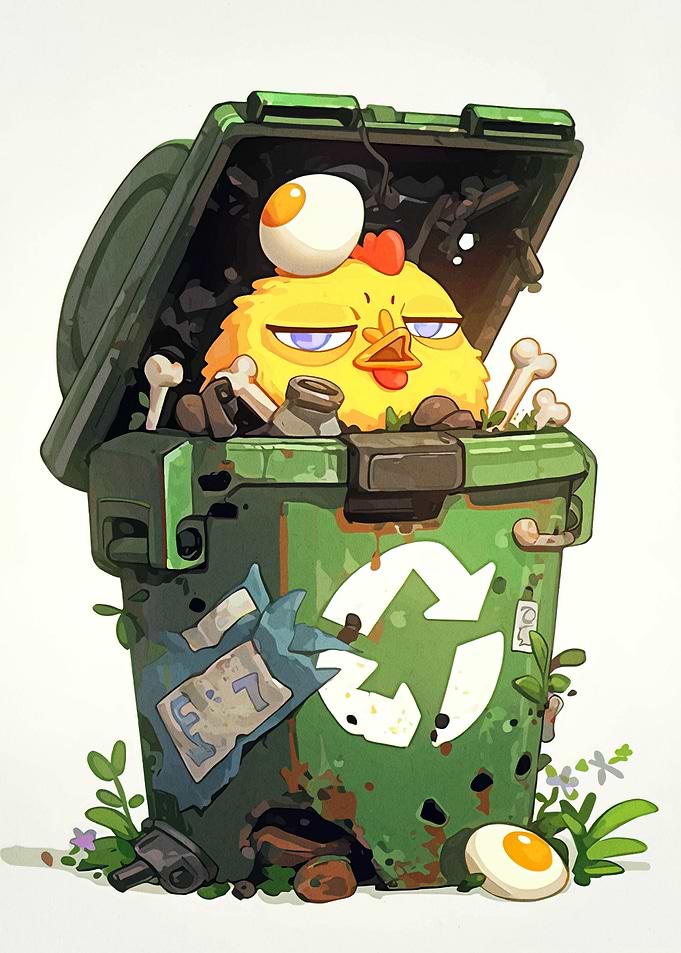 Chicken in a Trash Can
