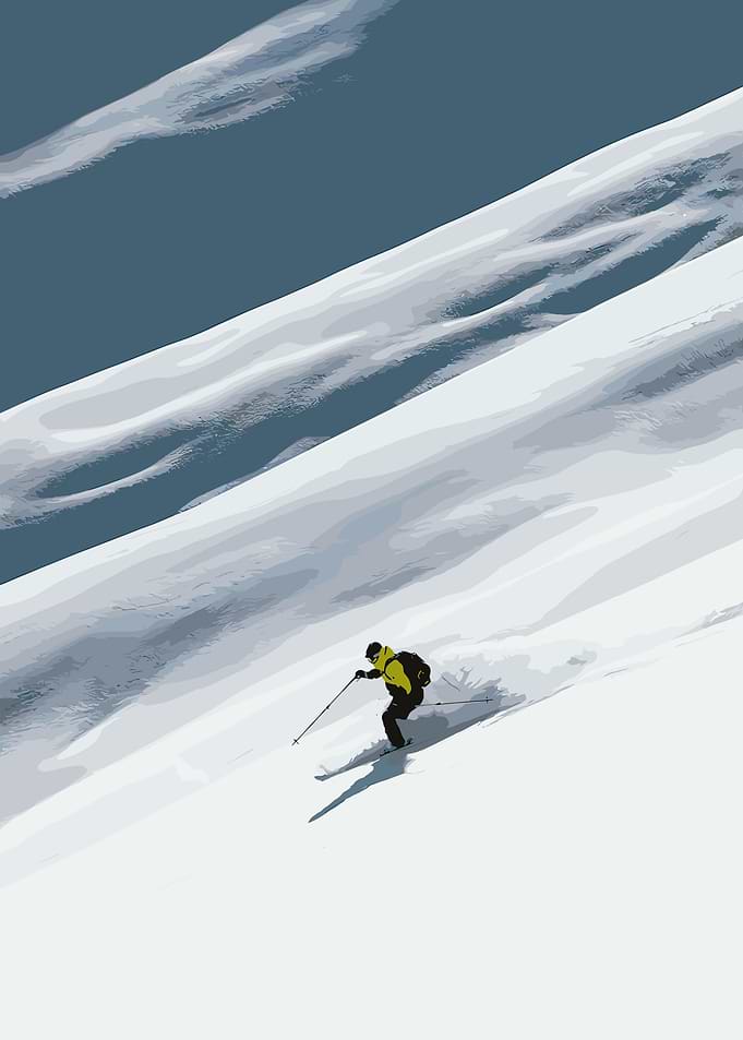 Skier on Snowy Mountain Slope