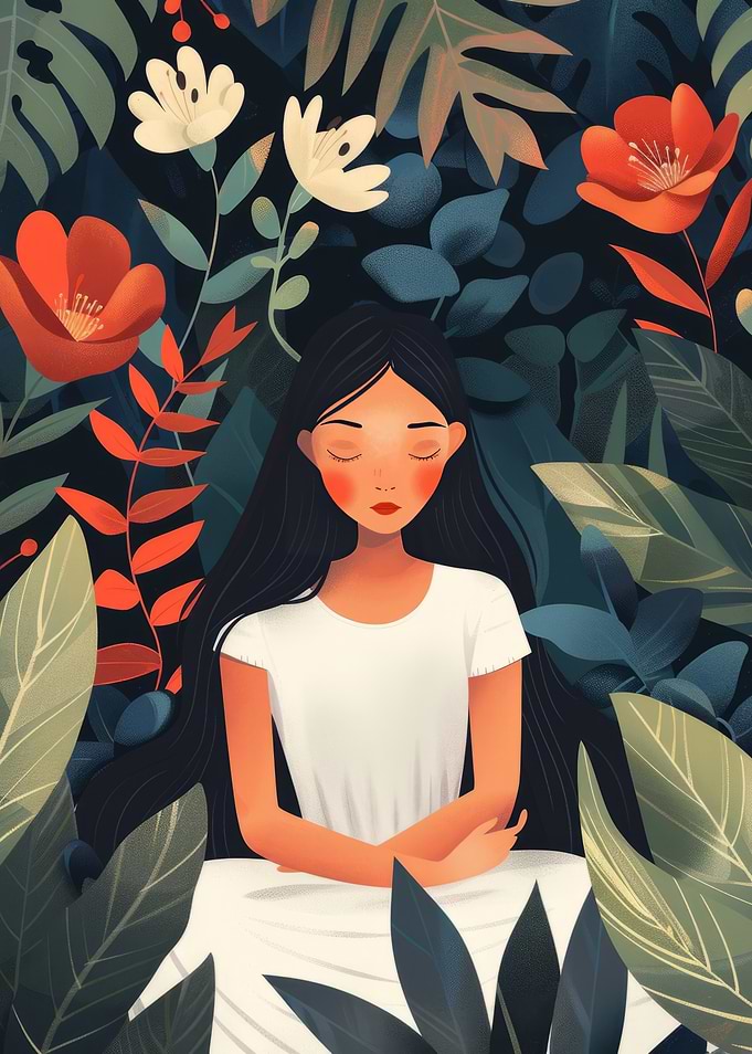 Woman in Floral Serenity