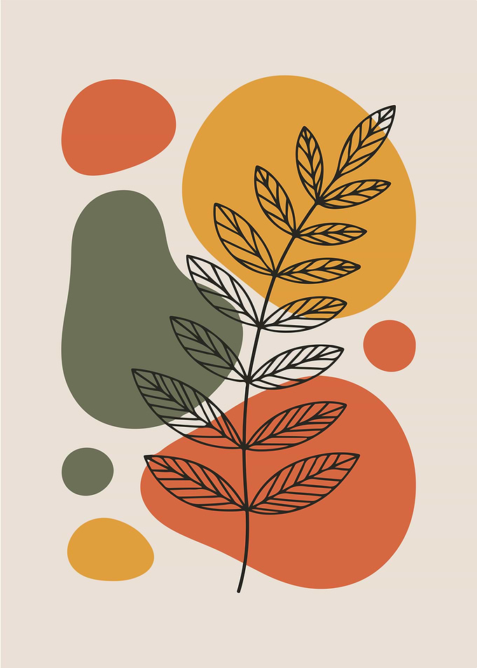 Abstract Botanical Art with Earth Tones