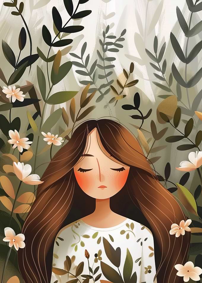 Girl in a Floral Garden