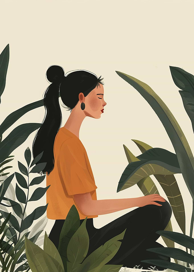 Woman in Nature Illustration