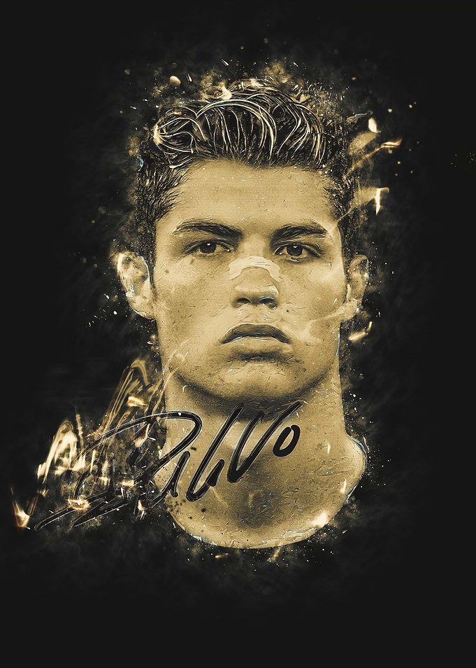 Cristiano Ronaldo Portrait with Signature