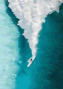 Surfer riding a wave