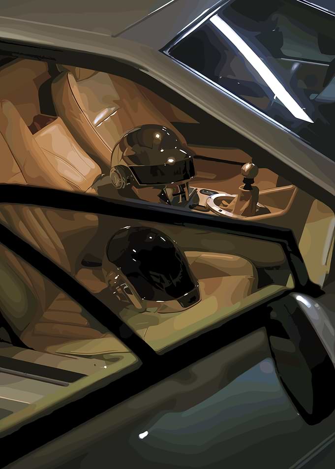 Daft Punk Helmets in Car Interior