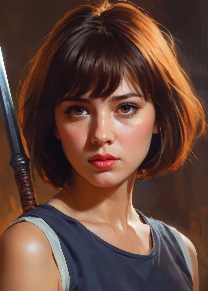 Portrait of a young female warrior