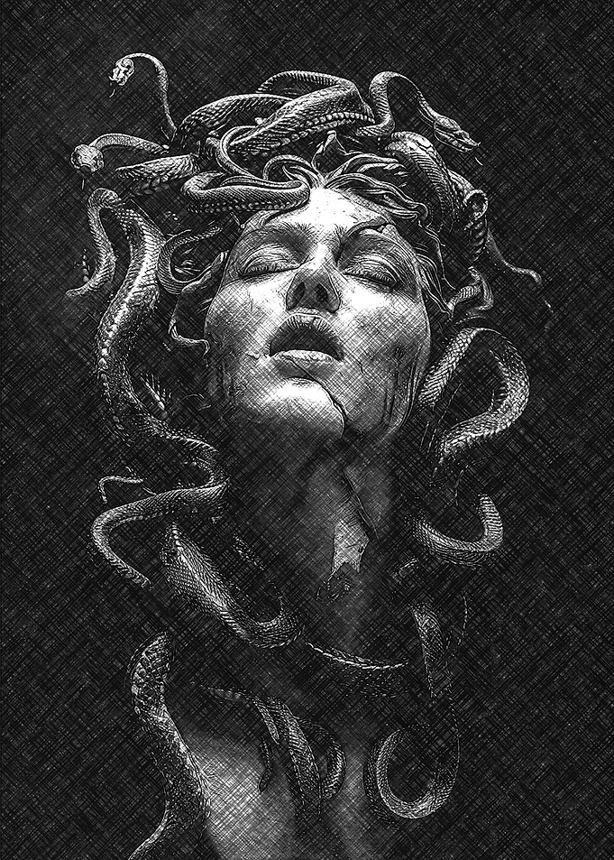 Medusa Head with Snakes