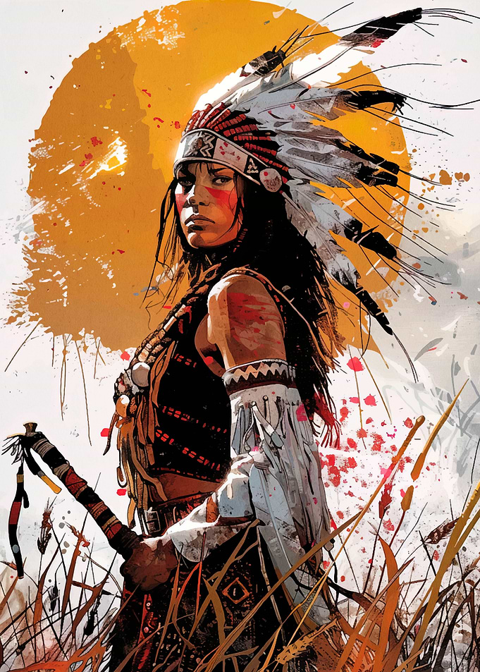 Native American Woman with Headdress