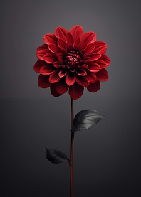 Single Red Dahlia on Gray