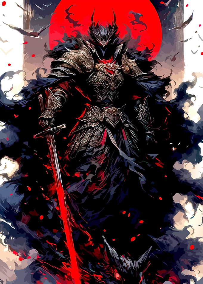 Dark Knight with Red Moon