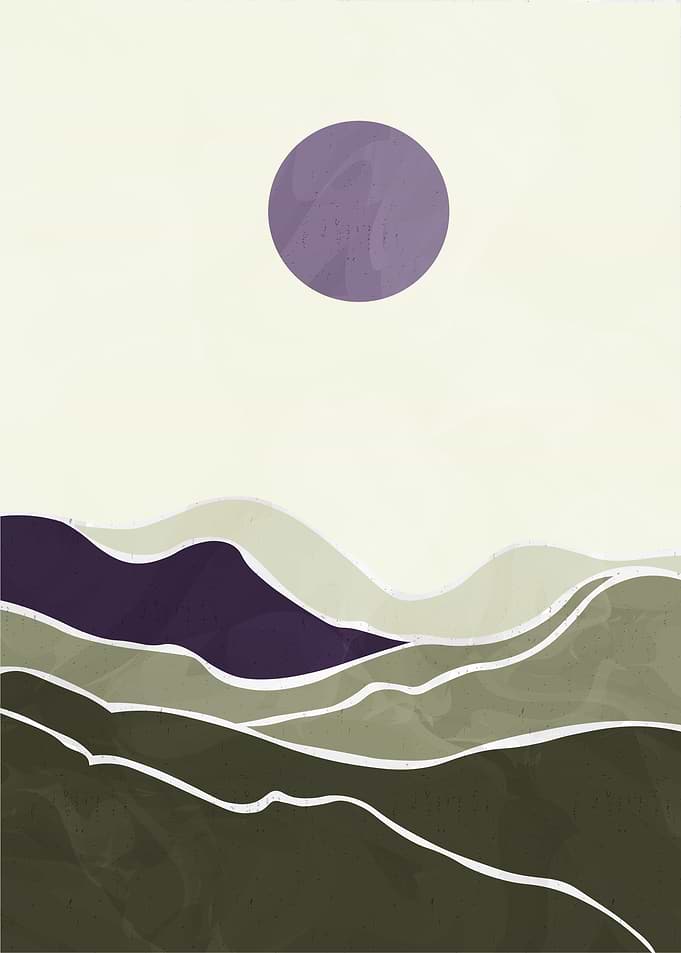 Abstract Landscape with Purple Sun