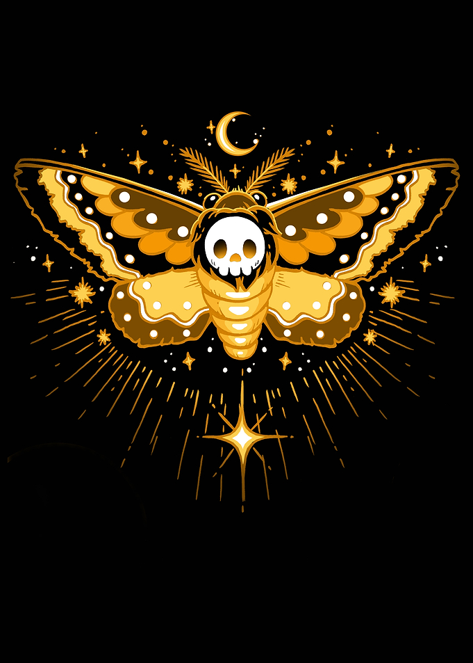 Moth with Skull and Moon