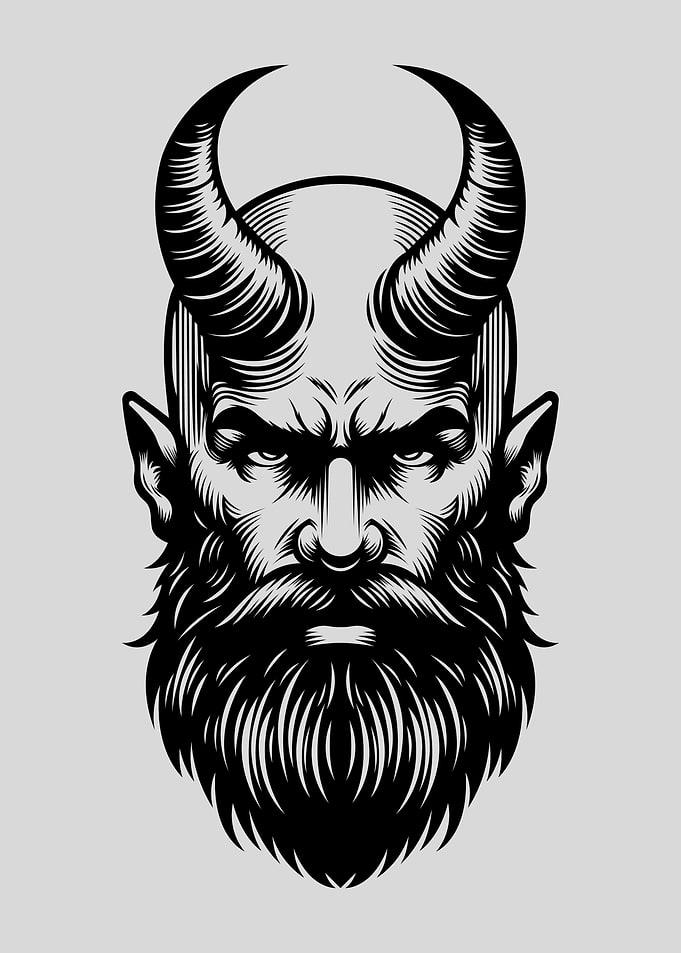Man with Horn, Devil Portrait Illustration