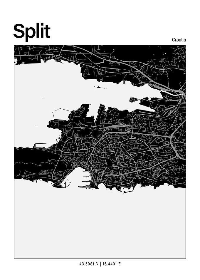 Split Black and White Map