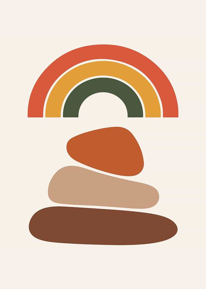 Abstract Rainbow and Stones Illustration