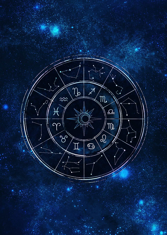 Zodiac Wheel on Cosmic Background