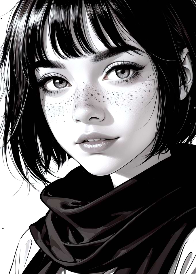 Monochrome Portrait of a Young Woman