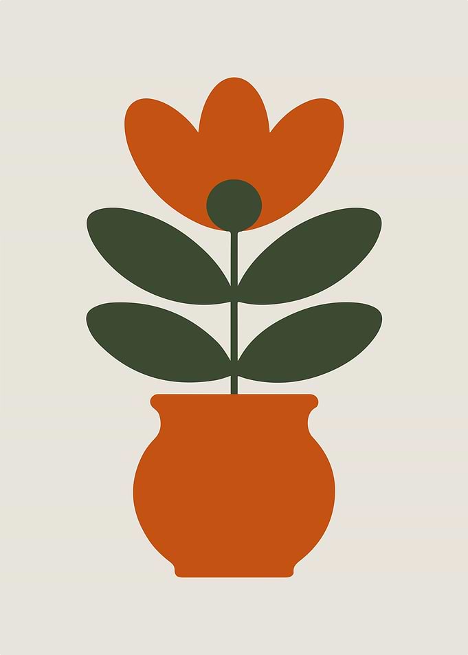 Minimalist Flower in Pot Illustration