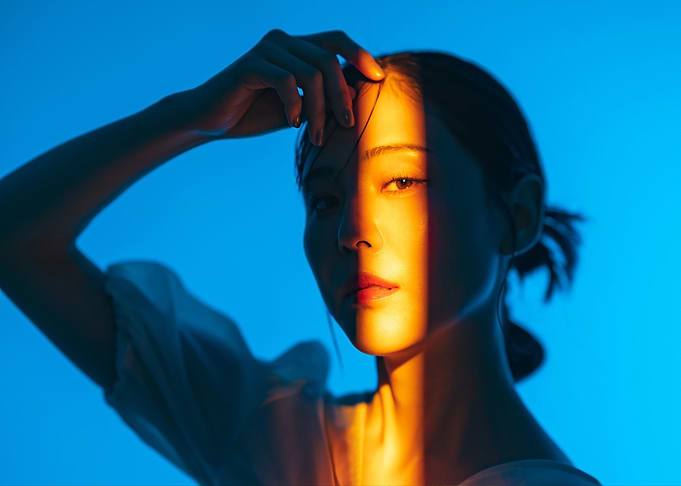 Woman Portrait with Blue and Orange Lighting