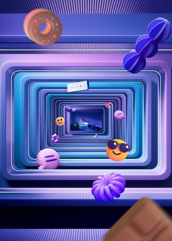 Abstract Tunnel with Emojis and Objects
