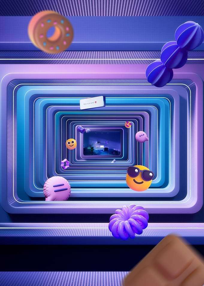 Abstract Tunnel with Emojis and Objects