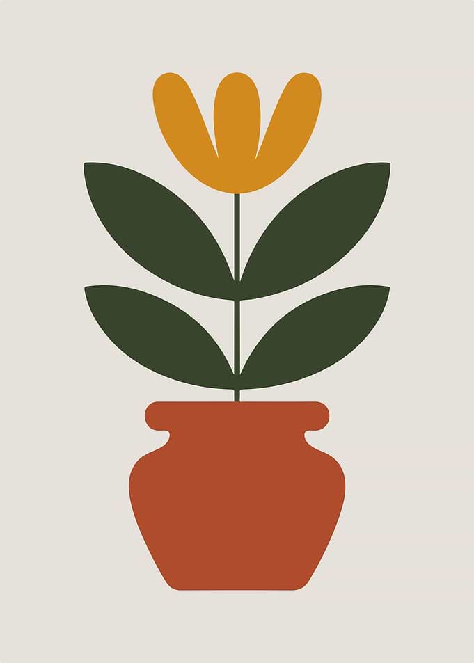 Minimalist Flower in Pot Illustration