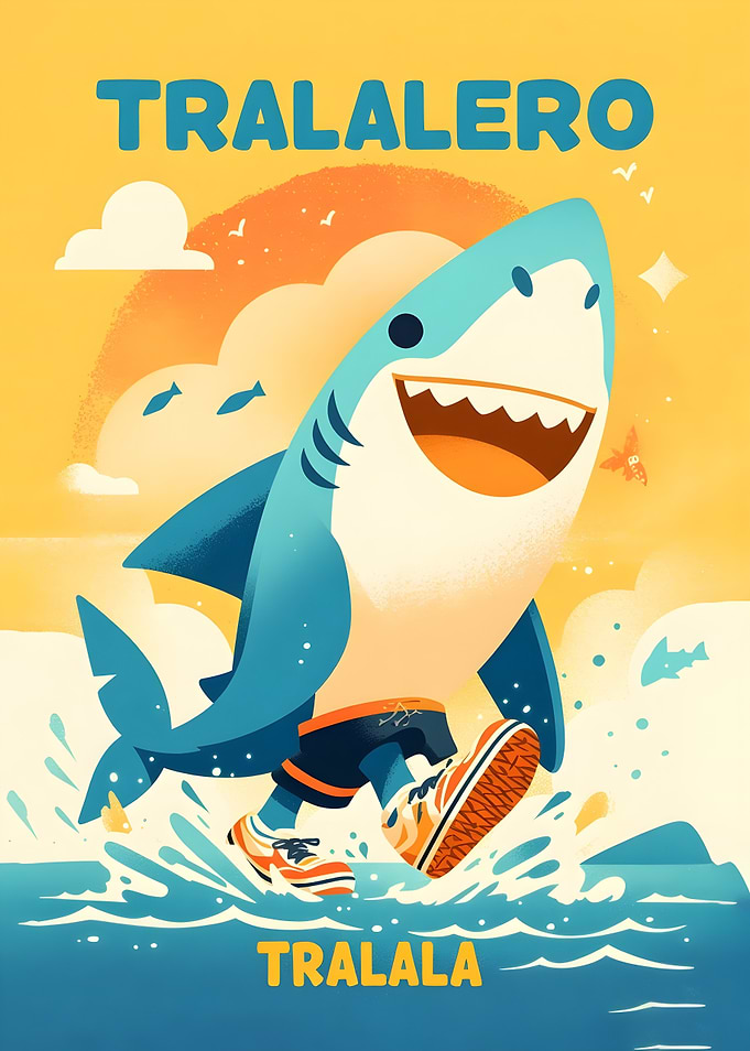 Running Shark Cartoon Illustration