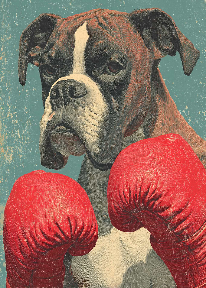 Boxer Dog with Boxing Gloves