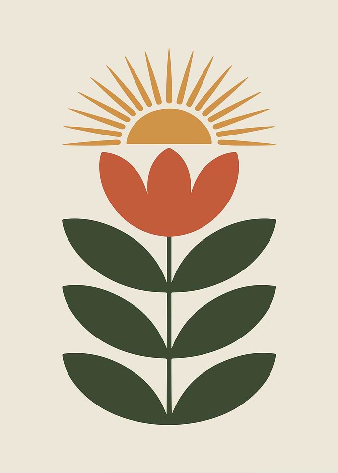 Abstract Floral Sun Art Print