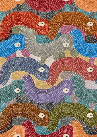 Colorful Mosaic Fish Pattern