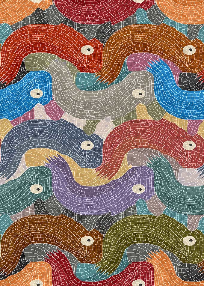 Colorful Mosaic Fish Pattern