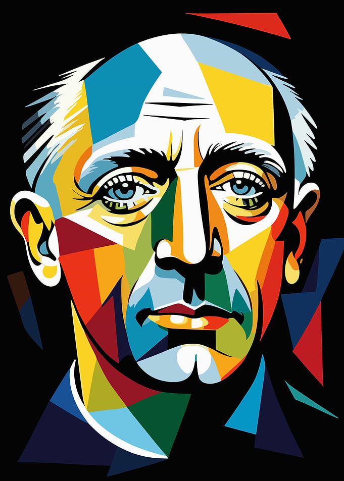 Colorful Portrait Illustration on Black Background