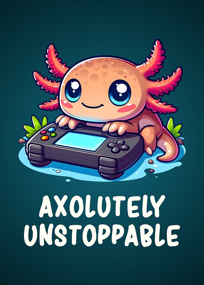 Gamer Walking Fish Cute Gaming Axolotl