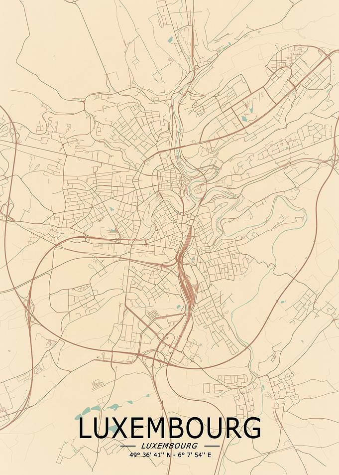 Luxembourg Vintage Map