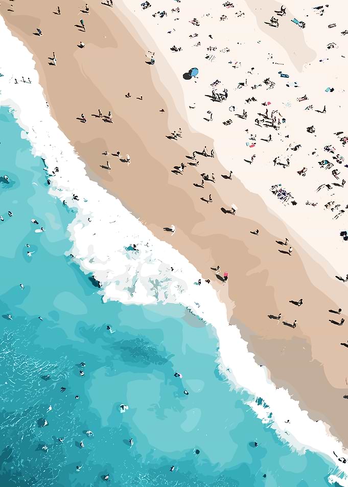 Aerial Beach Scene with People