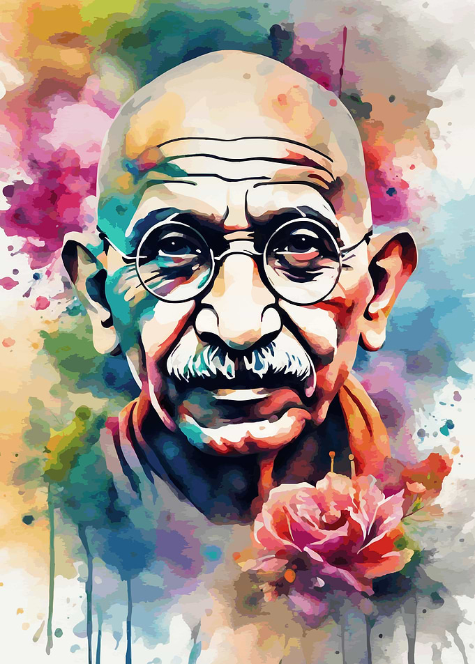 Mahatma Gandhi Watercolor Portrait