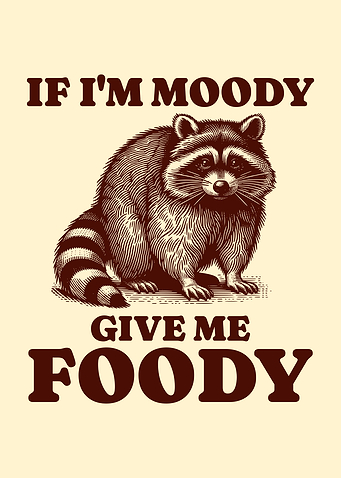 If I'm Moody Give Me Foody Hungry Raccoon