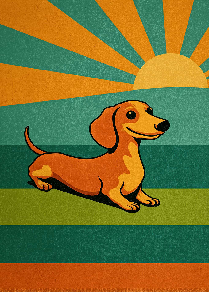 Dachshund Retro Art