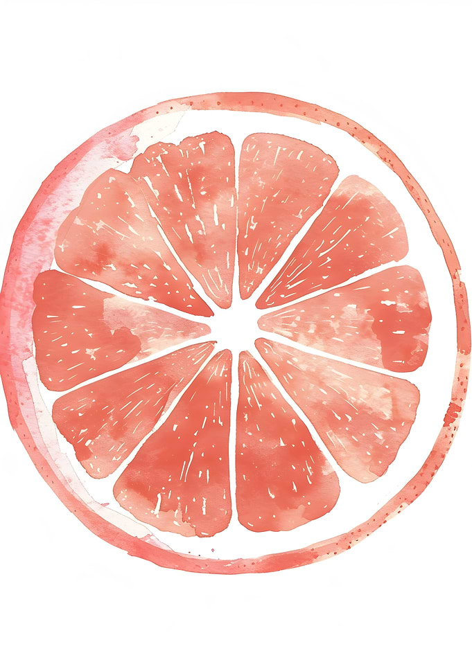Watercolor Grapefruit Slice