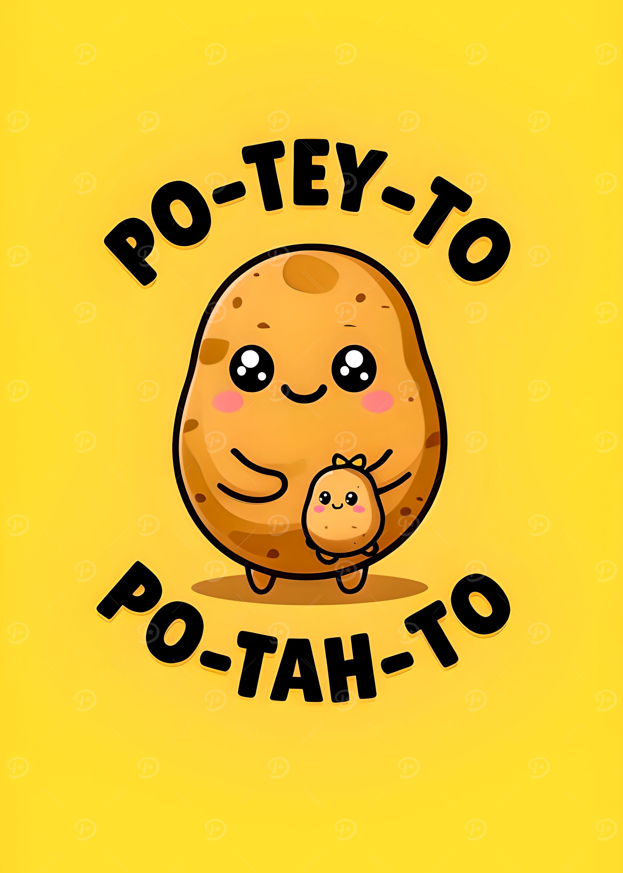 Cute Potato Family Cartoon Illustration
