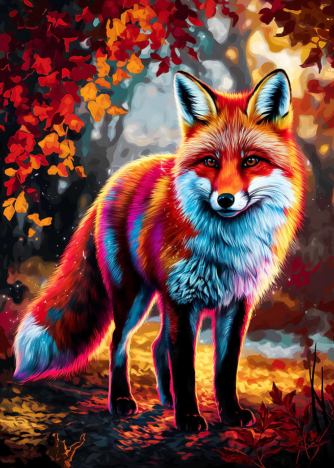 Ethereal Fox in a Dreamy Autumn Landscape